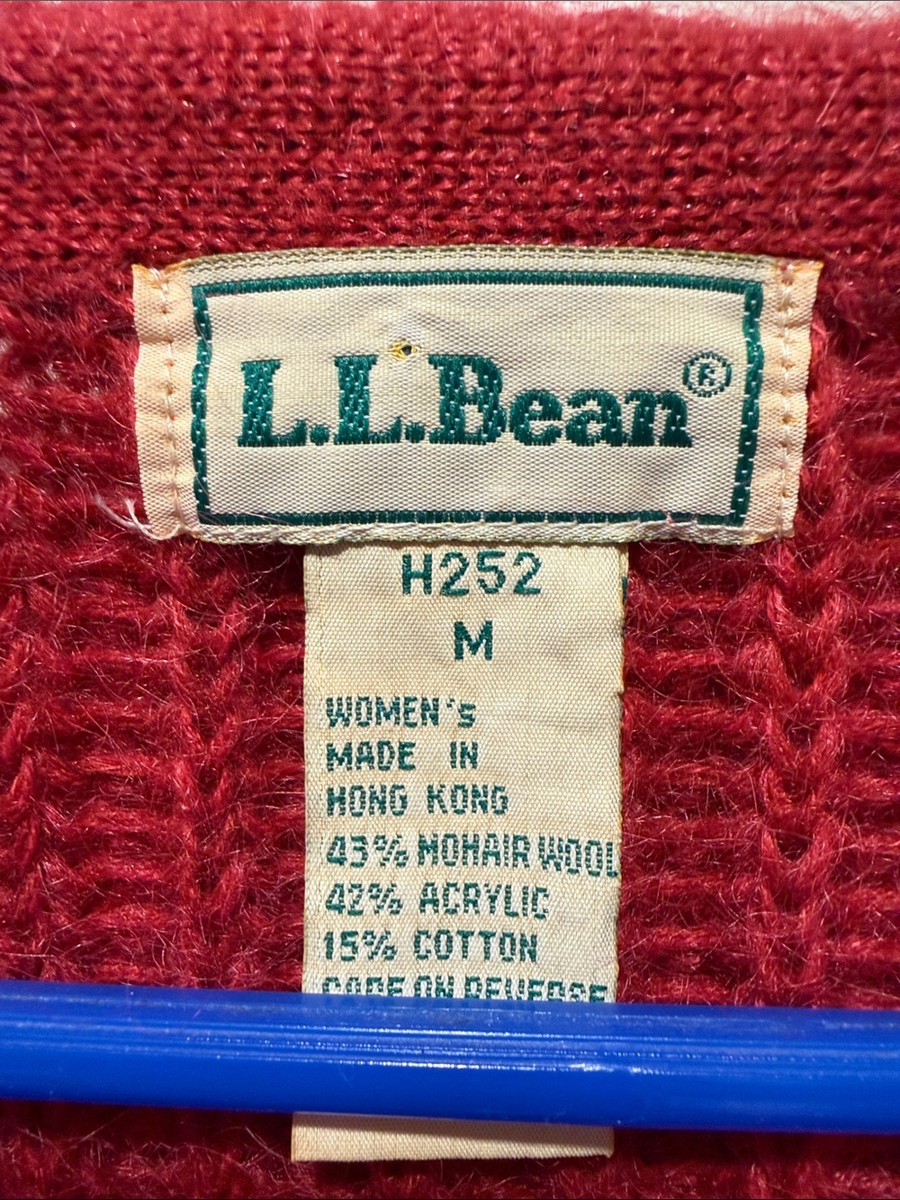 L.L. Bean Women's Raspberry-Red Chunky V-Neck Button Cardigan - Picture 2 of 3